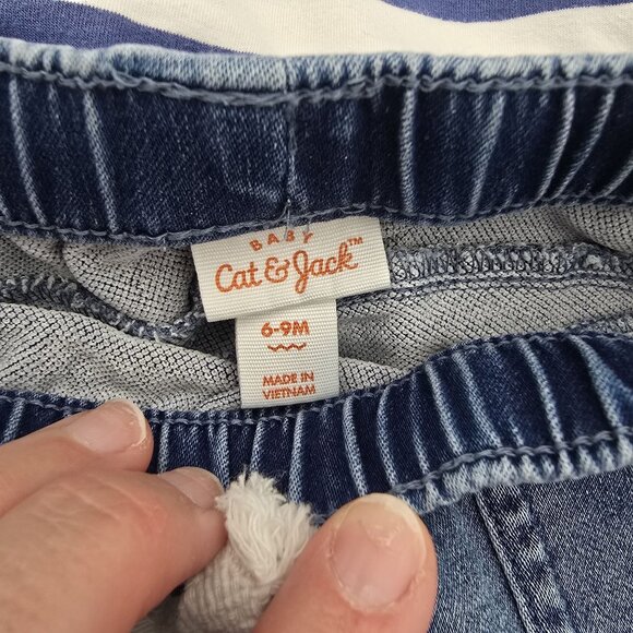 Cat & Jack Baby Outfit 2-Piece Bodysuit & Jogger Pants Blue/White Stripes - Picture 2 of 6